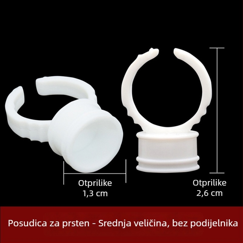 Bijela tvrda plastična čašica za pigment za trepavice, velika veličina, s razdvojenim uzorkom, čašica za pigment za polupermanentni make-up