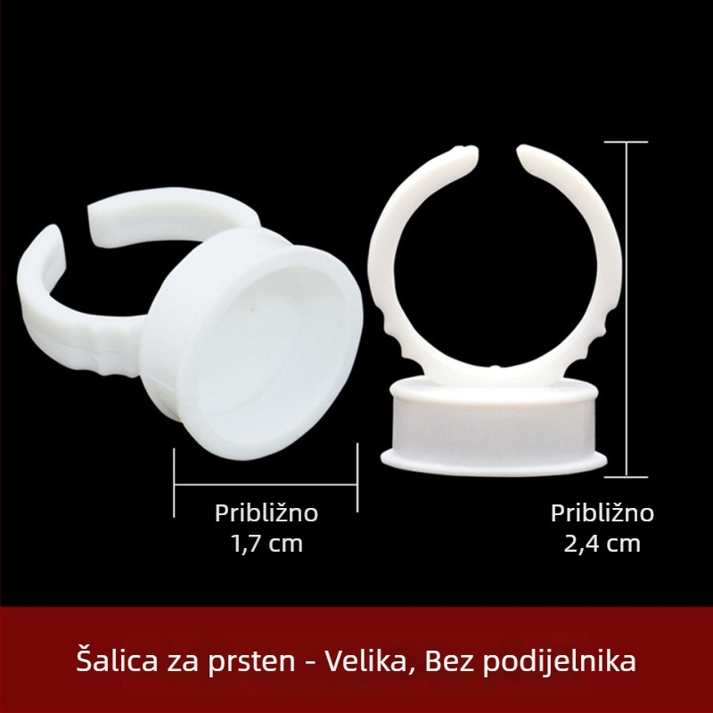 Bijela tvrda plastična čašica za pigment za trepavice, velika veličina, s razdvojenim uzorkom, čašica za pigment za polupermanentni make-up