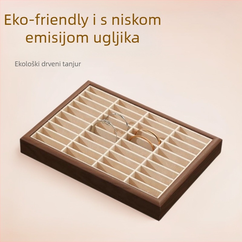 Drveni pladanj za narukvice s 40 pretinci, pravokutnog oblika, jednoslojna, masivno drvo, nordijski stil