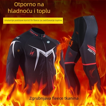 Set za vožnju biciklom s dugačkim rukavima - jesen/zima, unisex, fleece tkanina, topao, za cestovni i planinski biciklizam