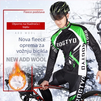 Set za vožnju biciklom s dugačkim rukavima - jesen/zima, unisex, fleece tkanina, topao, za cestovni i planinski biciklizam
