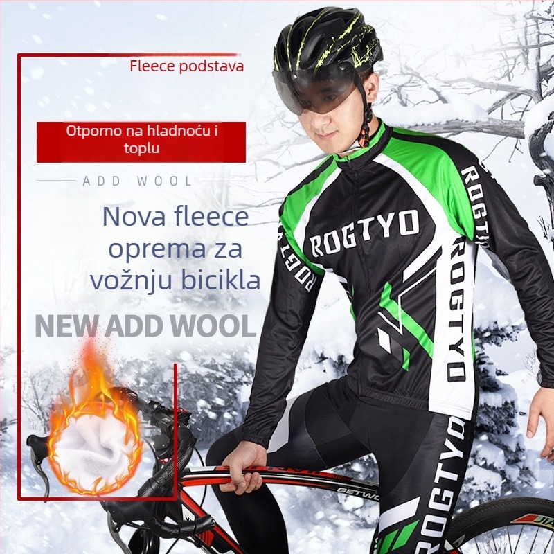 Set za vožnju biciklom s dugačkim rukavima - jesen/zima, unisex, fleece tkanina, topao, za cestovni i planinski biciklizam