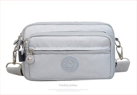 Ženska crossbody torbica — casual, svestrana, lagana, vodootporan najlon; gradski stil, horizontalni kvadratni oblik, zatvarač, podstava od poliestera, unutarnji džep sa zatvaračem i džep za telefon