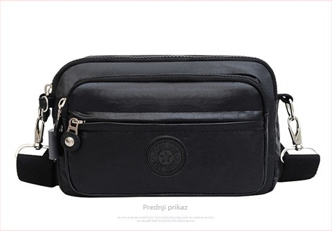 Ženska crossbody torbica — casual, svestrana, lagana, vodootporan najlon; gradski stil, horizontalni kvadratni oblik, zatvarač, podstava od poliestera, unutarnji džep sa zatvaračem i džep za telefon