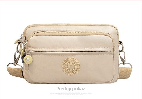 Ženska crossbody torbica — casual, svestrana, lagana, vodootporan najlon; gradski stil, horizontalni kvadratni oblik, zatvarač, podstava od poliestera, unutarnji džep sa zatvaračem i džep za telefon