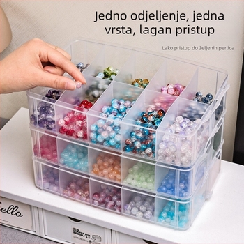 Kutija za nakit, plastična, otporna na prašinu, višenamjenska, sa 3 sloja