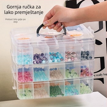 Kutija za nakit, plastična, otporna na prašinu, višenamjenska, sa 3 sloja