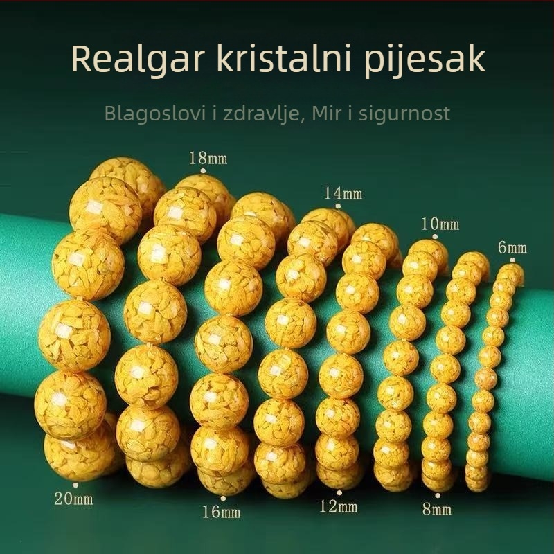 Narukvica od cinnabara s perlicama - Unisex, originalni dizajn, postupak pečatiranja, visok sadržaj kristalnog pijeska