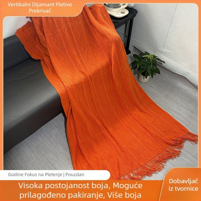 Nordijski geometrijski pleteni pokrivač za kauč, za sve sezone, težina 500–799 g, dekorativan