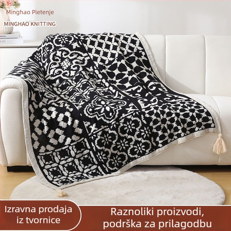 Deka za bacanje s geometrijskim uzorkom, 800-999 g, poliester, proizvod prve klase