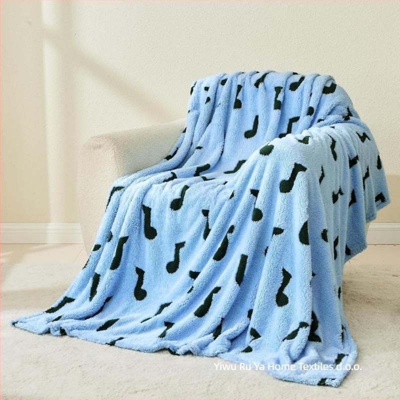 Flaneli pokrivač s 3D glazbenim uzorkom, poliester tkanina, za proljeće i jesen