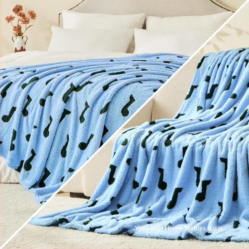 Flaneli pokrivač s 3D glazbenim uzorkom, poliester tkanina, za proljeće i jesen