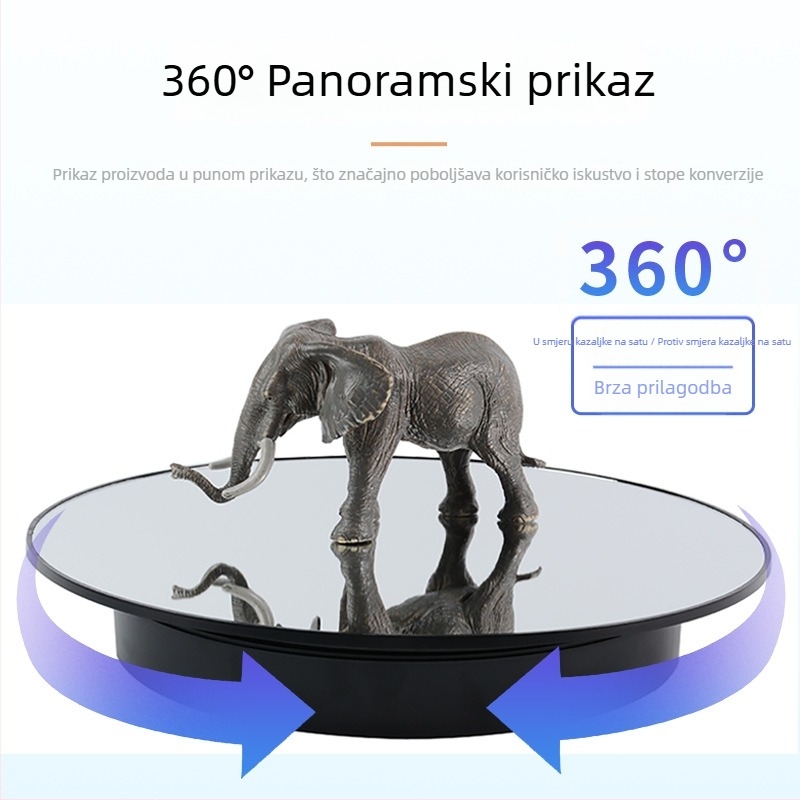 Električni rotirajući stalak za fotografiju, ABS kućište, napajanje USB/baterija, daljinsko upravljanje