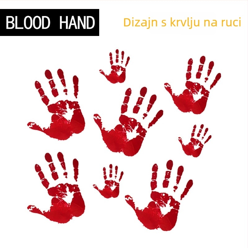 Ubrus za Halloween u zastrašujućem stilu, PVC, pravokutan oblik, otisak krvne šake (PVC, pravokutan, otisak krvne šake)