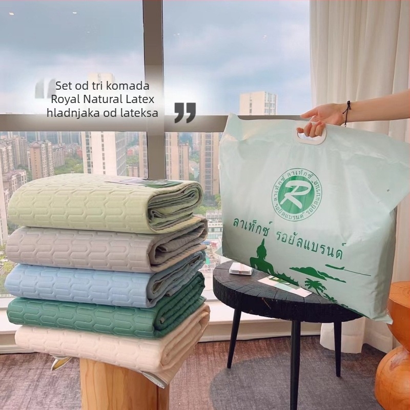 Trodijelni set od prirodnog lateksa, rashladna prostirka, sklopiva, latex sadržaj >90%, tiskana tkanina