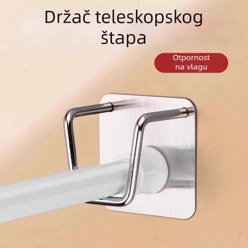 Teleskopski nosač šipke s fiksacijom, bez bušenja, zidni ljepilo nosač, nehrđajući čelik, paket od 2 komada, nosivost 0–1 kg