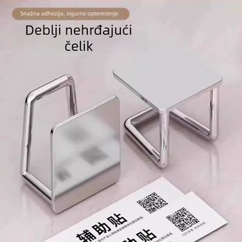 Teleskopski nosač šipke s fiksacijom, bez bušenja, zidni ljepilo nosač, nehrđajući čelik, paket od 2 komada, nosivost 0–1 kg