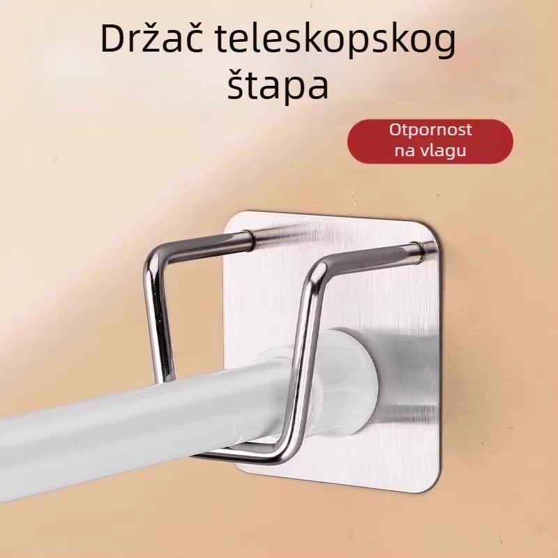 Teleskopski nosač šipke s fiksacijom, bez bušenja, zidni ljepilo nosač, nehrđajući čelik, paket od 2 komada, nosivost 0–1 kg