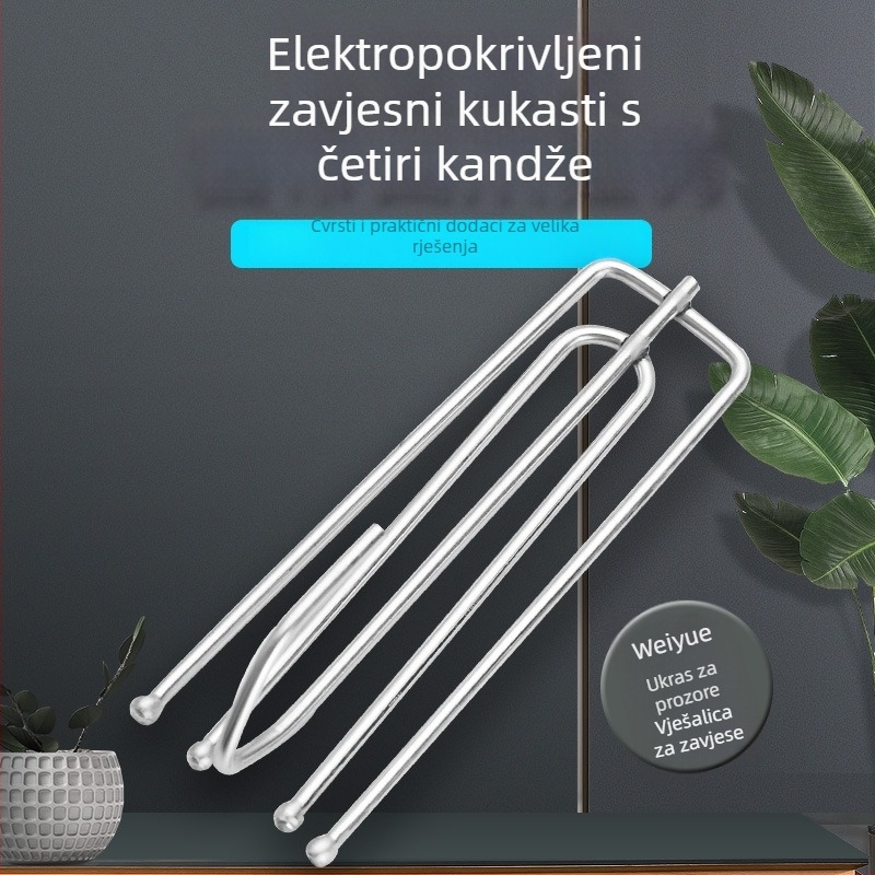 Zavjese — elektroplatirani četverokuki kuka za zavjese; Model: Electroplated four-Claw hook; Materijal: Electroplating; Vrsta zavjese: Sve vrste; Marka: Weiye