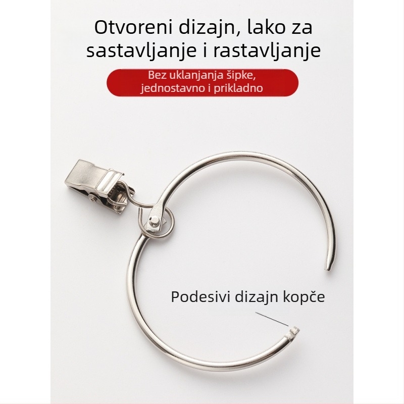 Željezni prstenovi za zavjese s klipsama – za vješanje zavjesa, moderni minimalistički stil