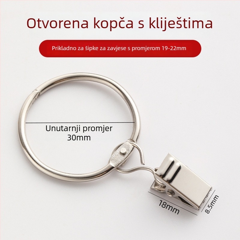 Željezni prstenovi za zavjese s klipsama – za vješanje zavjesa, moderni minimalistički stil