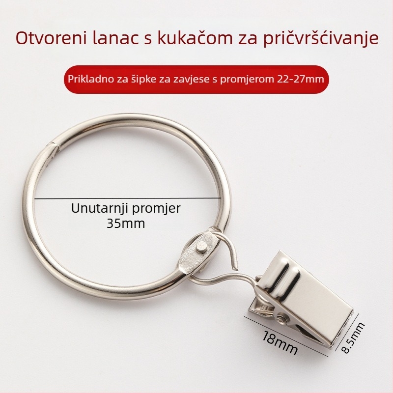 Željezni prstenovi za zavjese s klipsama – za vješanje zavjesa, moderni minimalistički stil
