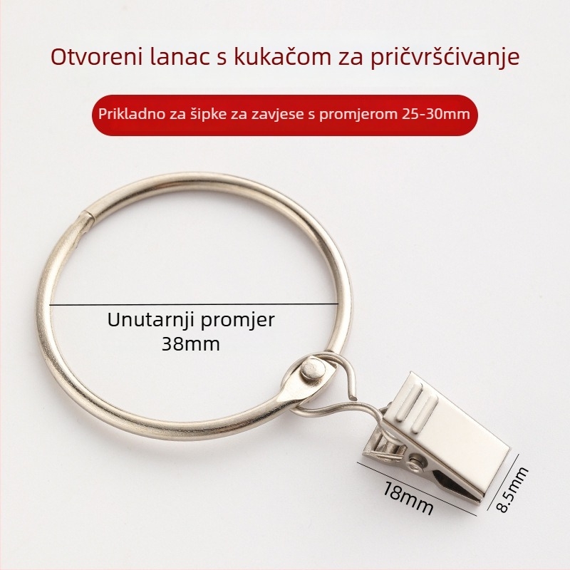 Željezni prstenovi za zavjese s klipsama – za vješanje zavjesa, moderni minimalistički stil