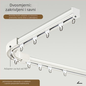 Aluminijska zavjesa tračnica s dvostrukom tračnicom, tiho klizanje, gornja montaža