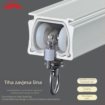 Aluminijska zavjesa tračnica s dvostrukom tračnicom, tiho klizanje, gornja montaža