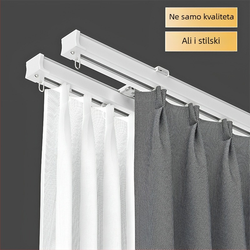 Aluminijska zavjesa tračnica s dvostrukom tračnicom, tiho klizanje, gornja montaža