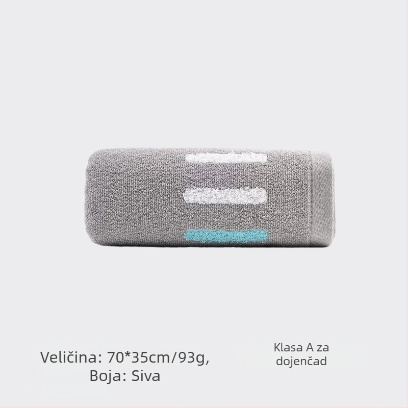 King Shore 7A Antibakterijski ručnik za lice, 100% pamuk, 18×2 vlakana, vezenje i šivanje, 80–100 g