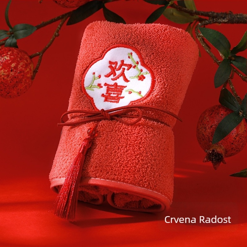 Izvezeni ručnik s resicama za vjenčanja – poklon za kumice, luksuzni ručnik, 80-100 g, koralni flis, 150D pređa