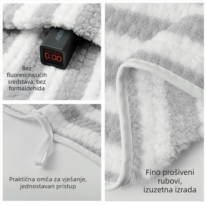 Set ručnika od koralnog flisa s prugama, ručnici za kupaonicu i za lice, debeli, veliki format, uzorak zrna kukuruza