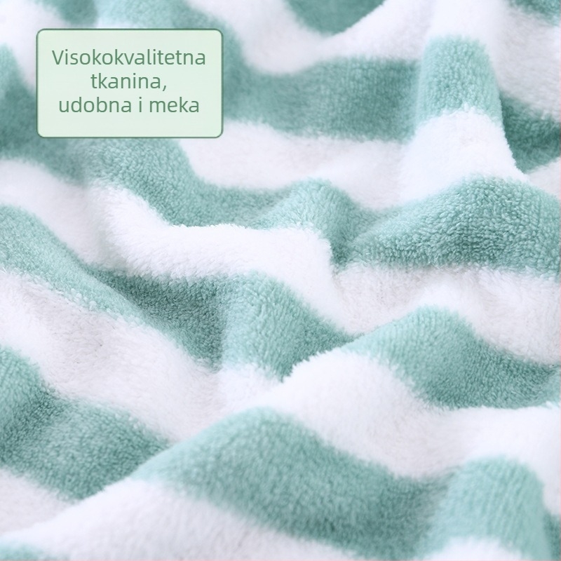 Set ručnika od coral fleece s širokim prugama – ručnik za kupanje i ručnik za lice, za majku i dijete