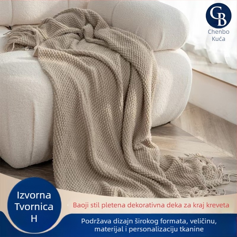 Pletene deke – akrilna vlakna, 300 g, proljeće i jesen, prilagodljiva, jednobojni uzorak