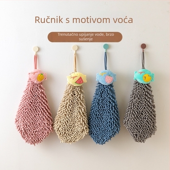 Viseći chenille ručnik za ruke s dizajnom voća, apsorpcijski za kupaonu, za djecu, 80–100 g, pređa 32, šivanje