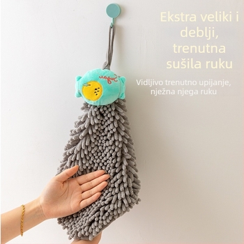 Viseći chenille ručnik za ruke s dizajnom voća, apsorpcijski za kupaonu, za djecu, 80–100 g, pređa 32, šivanje
