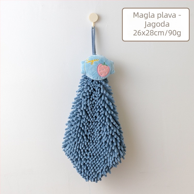 Viseći chenille ručnik za ruke s dizajnom voća, apsorpcijski za kupaonu, za djecu, 80–100 g, pređa 32, šivanje