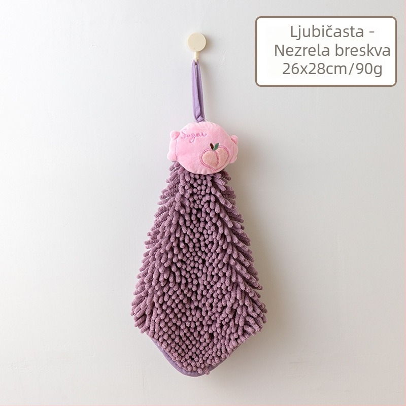 Viseći chenille ručnik za ruke s dizajnom voća, apsorpcijski za kupaonu, za djecu, 80–100 g, pređa 32, šivanje