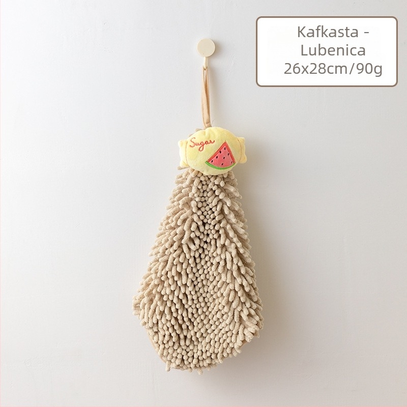 Viseći chenille ručnik za ruke s dizajnom voća, apsorpcijski za kupaonu, za djecu, 80–100 g, pređa 32, šivanje