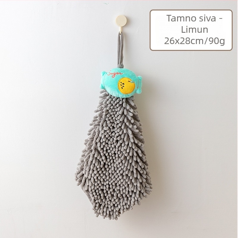 Viseći chenille ručnik za ruke s dizajnom voća, apsorpcijski za kupaonu, za djecu, 80–100 g, pređa 32, šivanje