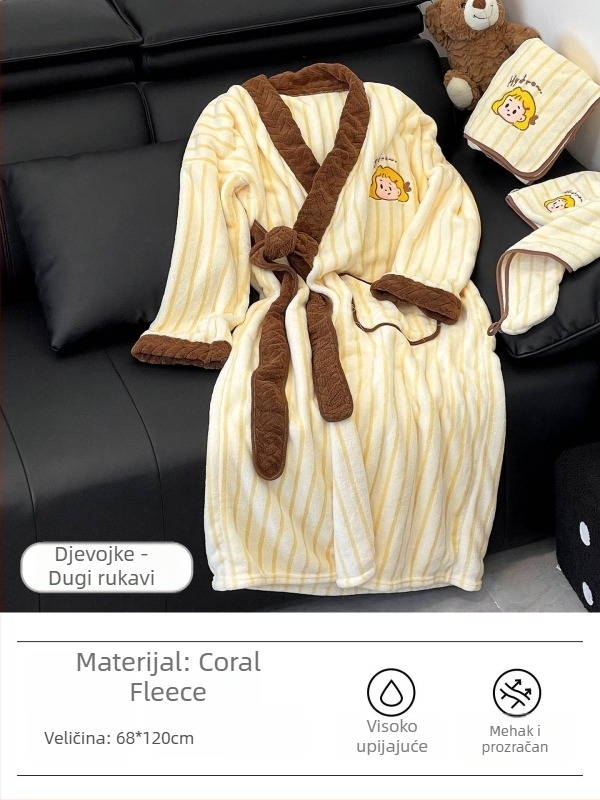 Nosiva kupaća ogrtač-ručnik, koralni fleece, 500 g+ težina, upijajuća, za studentski dom