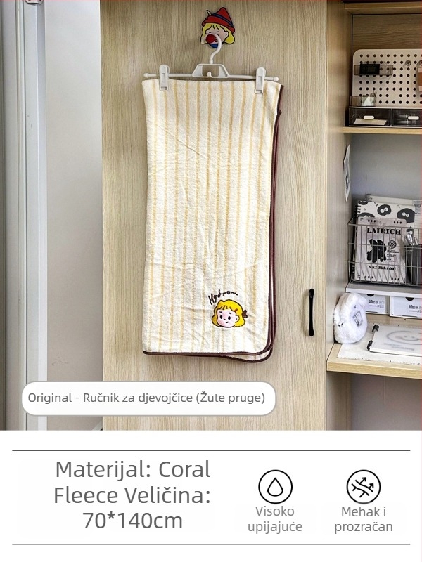 Nosiva kupaća ogrtač-ručnik, koralni fleece, 500 g+ težina, upijajuća, za studentski dom