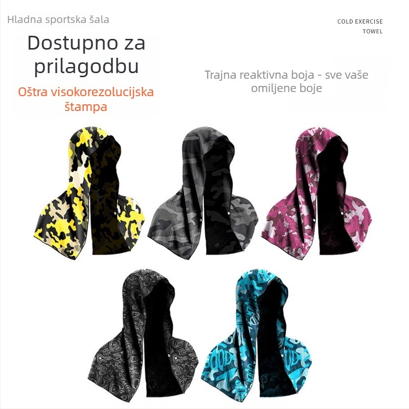 Mikrovlakana sportska krpa s kapuljom — hladi, upija znoj, brzo suši, ispis logotipa, mogućnost prilagodbe