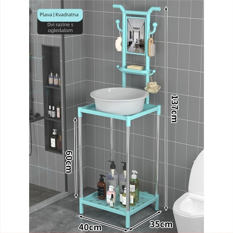 Podna stalk za umivaonik za kućnu upotrebu, 3 etaže, moderan minimalistički stil, materijal plast + čelična cijev, model Lianpen-4-22