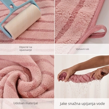 Ručnik za lice od koralnog fleeca, prugasti rub, 32s vlakno, jednostavna tkanina, 50–80 g