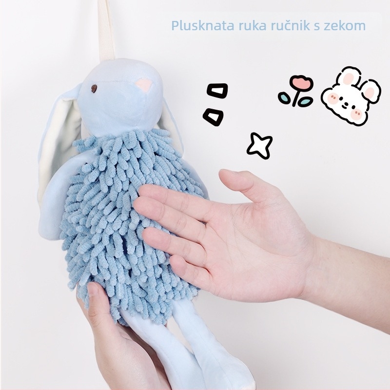 Chenille ručni ručnik plišani zeko - izšiveno, prilagodljivo, 170–200 g, 19 vlakana