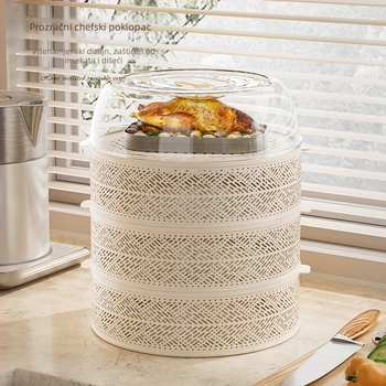 Višeslojni plastični poklopac za hranu, prašini otporan, protiv komarima i muha, s kutijom za pohranu, moderni minimalistički stil