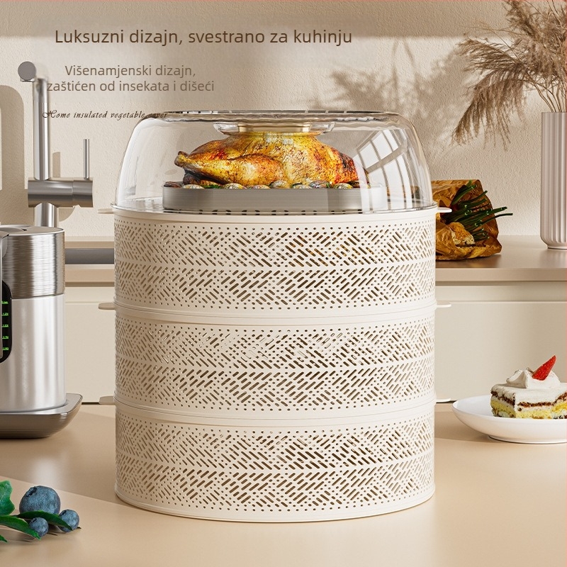 Višeslojni plastični poklopac za hranu, prašini otporan, protiv komarima i muha, s kutijom za pohranu, moderni minimalistički stil