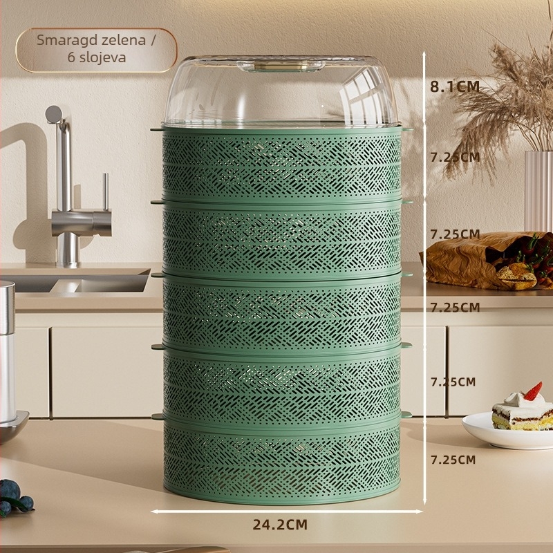 Višeslojni plastični poklopac za hranu, prašini otporan, protiv komarima i muha, s kutijom za pohranu, moderni minimalistički stil
